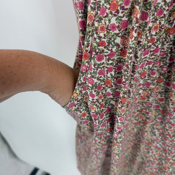 Y2K Wet Seal Smocked Floral Mini Dress XL Sleeveless Pockets Cottagecore Boho - Picture 5 of 9